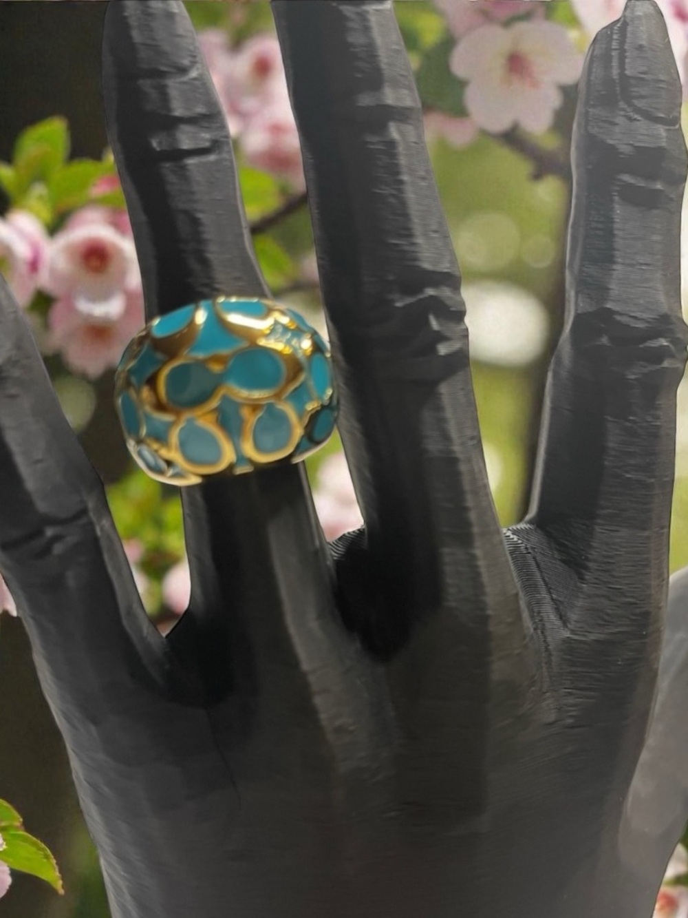 Coach Gold & Turquoise Ring-NWOT - Picture 5 of 9